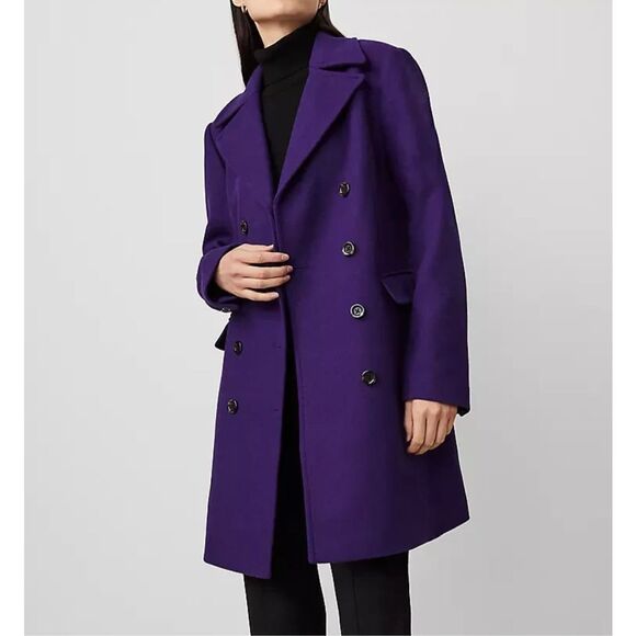 ANN TAYLOR $248 MIDNIGHT MULBERRY WOOL BLEND NOTCH COLLAR COAT SZ XXL NEW - Picture 1 of 5
